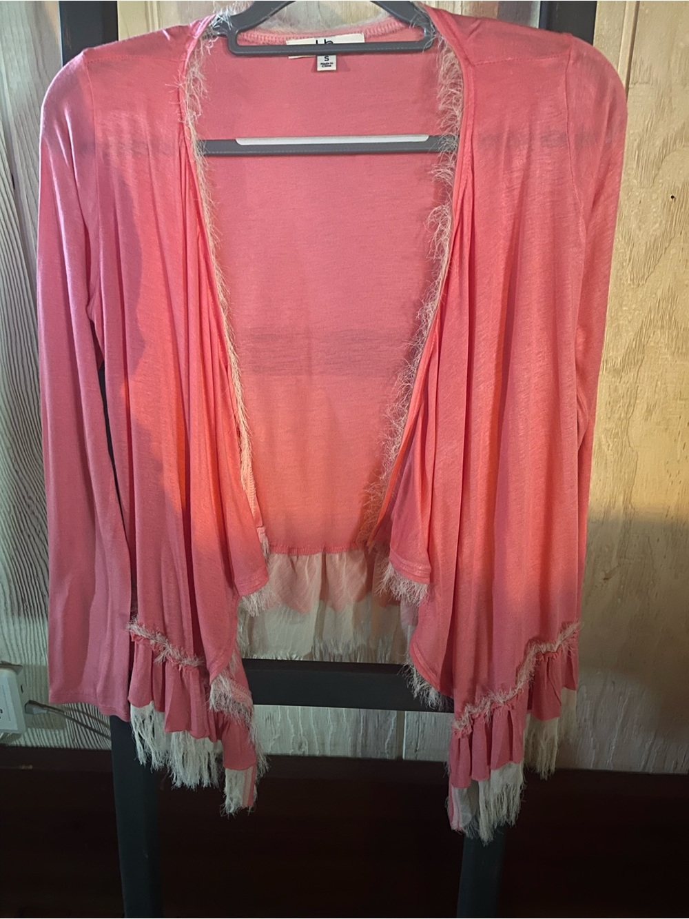 Ya Los Angeles Coral Pink gauzy  Open Cardigan